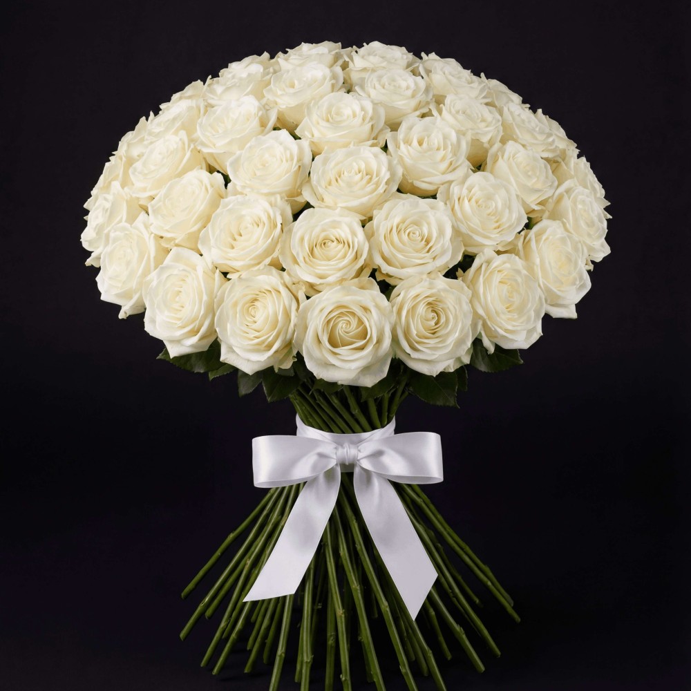 Роза 51 шт. белая